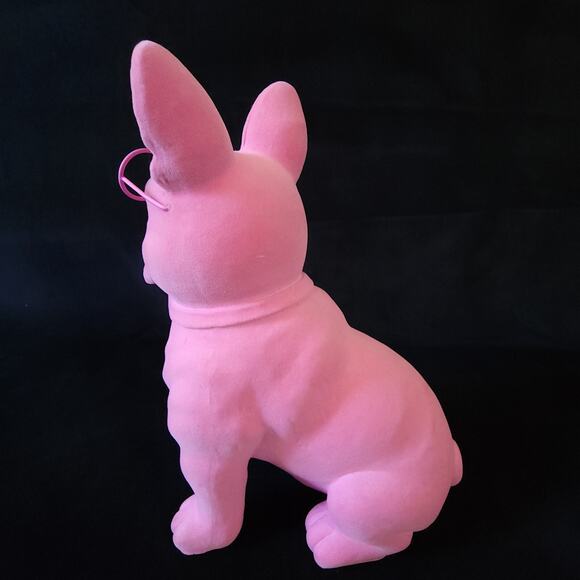 Valentine Tabletop Flocked Velvet French Bulldog Pink Spritz Target Frenchie Dog - Picture 6 of 9